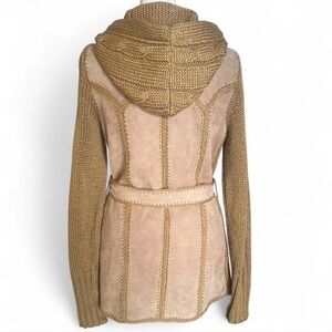 Women's Tan Knit Sweater with Hood